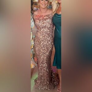 Jovani Rose Gold Sequin Dress